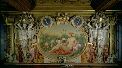 The Nymph of Fontainebleau, Decorative Scheme in the Gallery of Francis I (detail) by Giovanni Battista Rosso Fiorentino